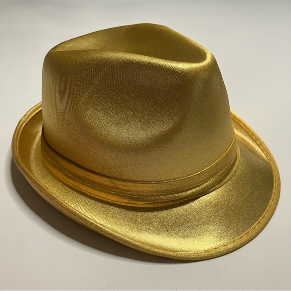 Source Unknown Accessories Metallic Yellow Gold Fedora Hat Poshmark